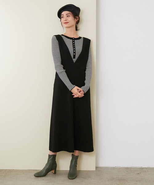 ROPE'（ロペ）の「ストレッチトロジャンパースカート（ジャンパースカート・レディース・ホワイト系その他2/ブラック/キャメル・38）」の7枚目の写真