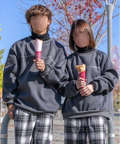 PairPair（ペアペア）の「配色リブニットスウェット(ユニセックス)（スウェット・レディース・アイボリー/スミクロ/ライトベージュ・MEDIUM/LARGE）」の2枚目の写真