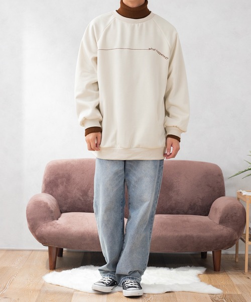 PairPair（ペアペア）の「配色リブニットスウェット(ユニセックス)（スウェット・レディース・アイボリー/スミクロ/ライトベージュ・MEDIUM/LARGE）」の12枚目の写真