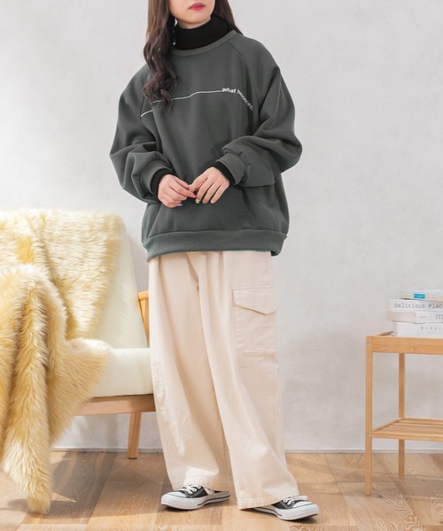 PairPair（ペアペア）の「配色リブニットスウェット(ユニセックス)（スウェット・レディース・アイボリー/スミクロ/ライトベージュ・MEDIUM/LARGE）」の19枚目の写真