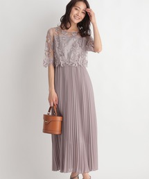 【WEB限定】シシュウレースプリーツ5分袖ドレス259085