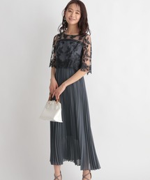 【WEB限定】シシュウレースプリーツ5分袖ドレス259085