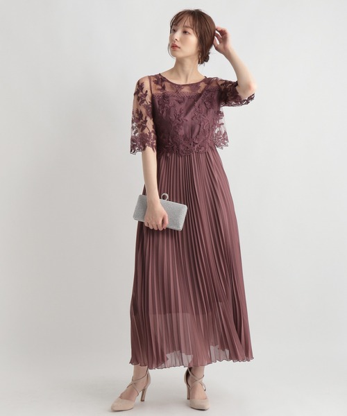 Andemiu（アンデミュウ）の「【WEB限定】シシュウレースプリーツ5分袖ドレス259085（ドレス・レディース・パープル/カーキ/サンドグレー/グリーン・FREE）」の11枚目の写真