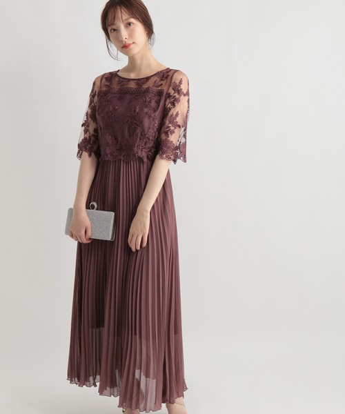 Andemiu（アンデミュウ）の「【WEB限定】シシュウレースプリーツ5分袖ドレス259085（ドレス・レディース・パープル/カーキ/サンドグレー/グリーン・FREE）」の10枚目の写真