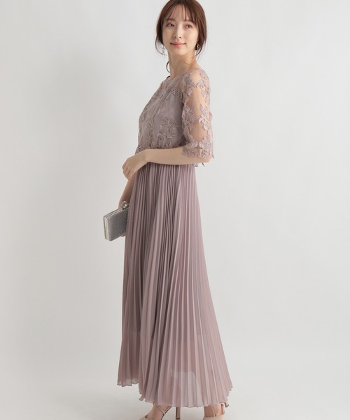 Andemiu（アンデミュウ）の「【WEB限定】シシュウレースプリーツ5分袖ドレス259085（ドレス・レディース・パープル/カーキ/サンドグレー/グリーン・FREE）」の16枚目の写真