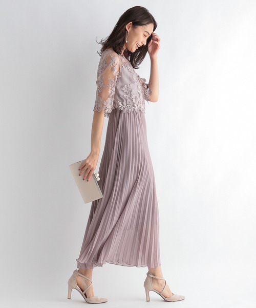 Andemiu（アンデミュウ）の「【WEB限定】シシュウレースプリーツ5分袖ドレス259085（ドレス・レディース・パープル/カーキ/サンドグレー/グリーン・FREE）」の20枚目の写真