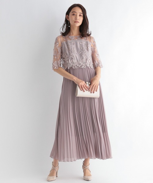 Andemiu（アンデミュウ）の「【WEB限定】シシュウレースプリーツ5分袖ドレス259085（ドレス・レディース・パープル/カーキ/サンドグレー/グリーン・FREE）」の19枚目の写真