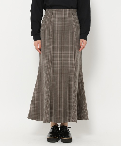 mysty woman（ミスティウーマン）の「タータンチェックマーメイドスカート 264102（スカート・レディース・ベージュ/ブラウン/グレー・FREE）」の4枚目の写真