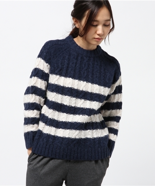 OUTLET（アウトレット）の「【Ciaopanic】アラン柄ケーブルプルオーバー（ニット/セーター・レディース・グレー/アイボリー/ネイビー・FREE）」の3枚目の写真