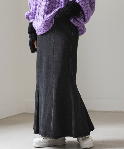 rectangle（レクタングル）の「デニムマーメイドスカート（スカート・レディース・ブラック/ブルー・FREE）」の2枚目の写真