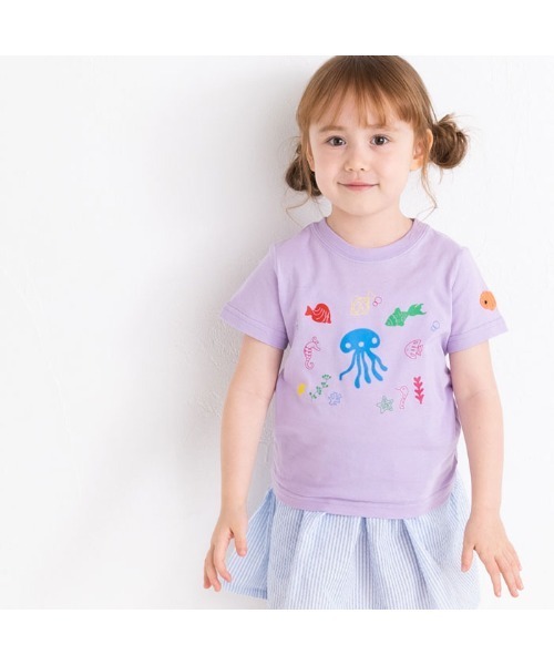 ami amie（アミアミ）の「アンダーザシーＴシャツ（Tシャツ/カットソー・キッズ・ホワイト/パープル・100cm/110cm/90cm/120cm）」の6枚目の写真