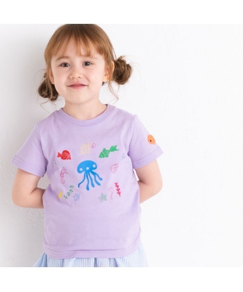 ami amie（アミアミ）の「アンダーザシーＴシャツ（Tシャツ/カットソー・キッズ・ホワイト/パープル・100cm/110cm/90cm/120cm）」の9枚目の写真