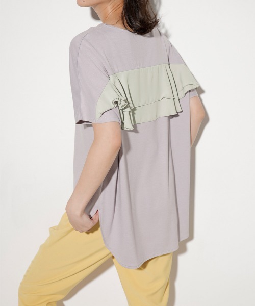 RANAN（ラナン）の「ひんやり！バックフリルカットソープルオーバー（Tシャツ/カットソー・レディース・オフホワイト/ブラック/ネイビー/ライトグレー・LL/M/L）」の4枚目の写真