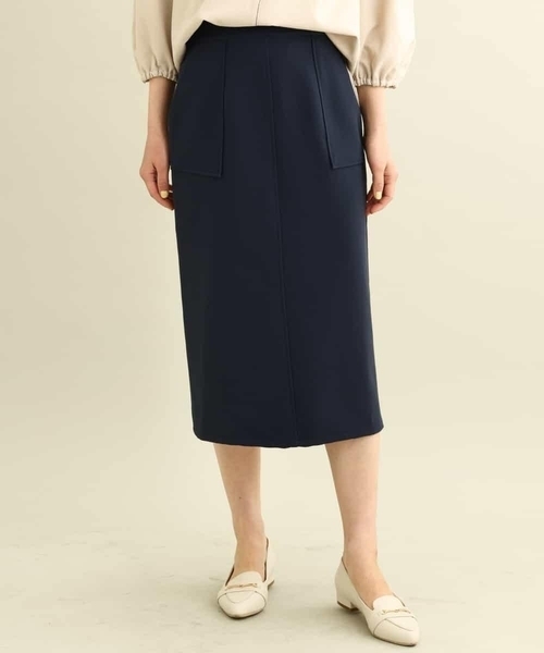 a.v.v（アーヴェヴェ）の「カノコストレッチナロースカート（スカート・レディース・アイボリー/ネイビー・34/36/38/40/42）」の5枚目の写真