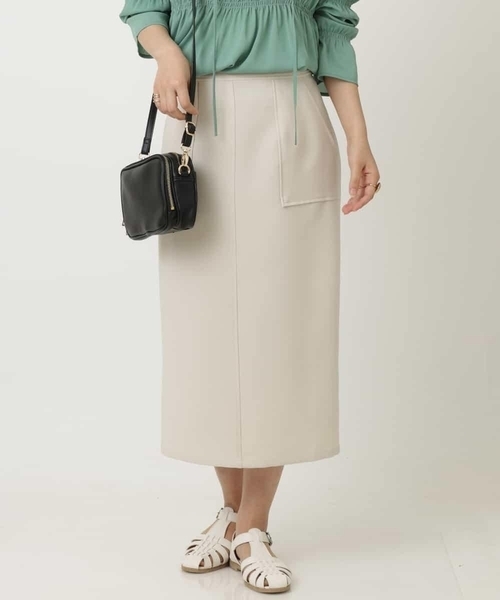a.v.v（アーヴェヴェ）の「カノコストレッチナロースカート（スカート・レディース・アイボリー/ネイビー・34/36/38/40/42）」の11枚目の写真
