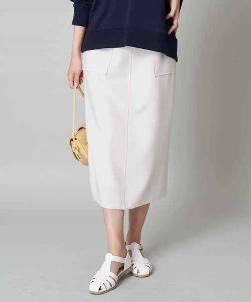 a.v.v（アーヴェヴェ）の「カノコストレッチナロースカート（スカート・レディース・アイボリー/ネイビー・34/36/38/40/42）」の19枚目の写真
