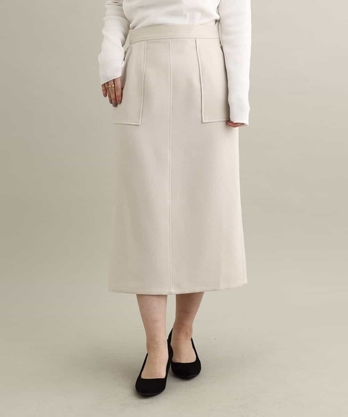 a.v.v（アーヴェヴェ）の「カノコストレッチナロースカート（スカート・レディース・アイボリー/ネイビー・34/36/38/40/42）」の17枚目の写真