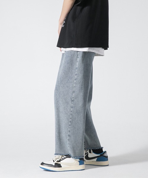 Ressaca（レサーカ）の「カットオフクロップドデニムパンツ ワイドストレートシルエット（デニムパンツ・メンズ・ブラック/ブルー・S/M/L/XL/XXL）」の21枚目の写真