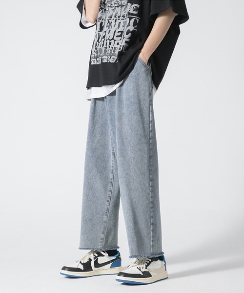 Ressaca（レサーカ）の「カットオフクロップドデニムパンツ ワイドストレートシルエット（デニムパンツ・メンズ・ブラック/ブルー・S/M/L/XL/XXL）」の17枚目の写真