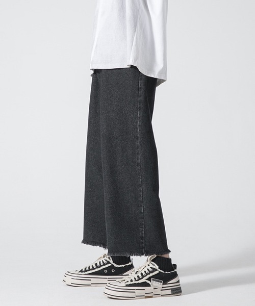 Ressaca（レサーカ）の「カットオフクロップドデニムパンツ ワイドストレートシルエット（デニムパンツ・メンズ・ブラック/ブルー・S/M/L/XL/XXL）」の18枚目の写真