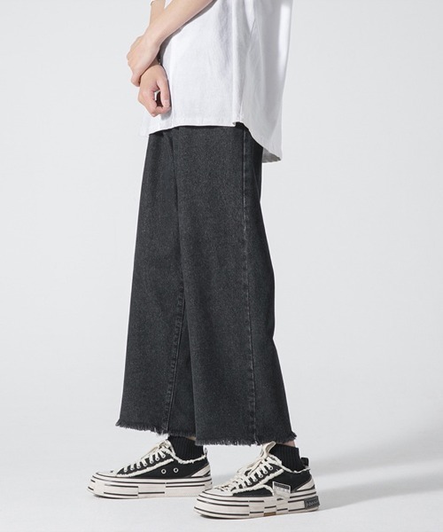 Ressaca（レサーカ）の「カットオフクロップドデニムパンツ ワイドストレートシルエット（デニムパンツ・メンズ・ブラック/ブルー・S/M/L/XL/XXL）」の15枚目の写真