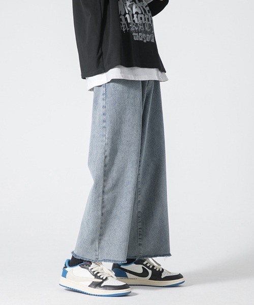 Ressaca（レサーカ）の「カットオフクロップドデニムパンツ ワイドストレートシルエット（デニムパンツ・メンズ・ブラック/ブルー・S/M/L/XL/XXL）」の14枚目の写真