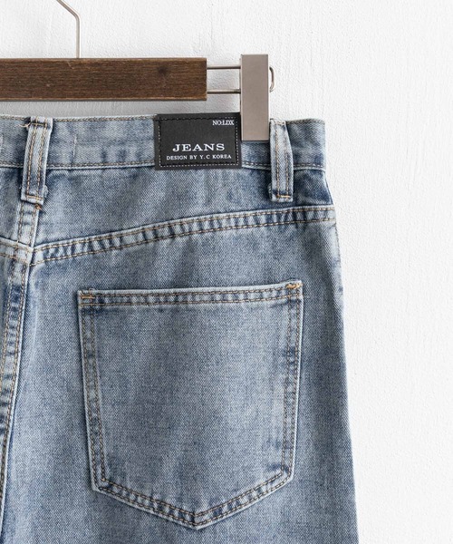 Ressaca（レサーカ）の「カットオフクロップドデニムパンツ ワイドストレートシルエット（デニムパンツ・メンズ・ブラック/ブルー・S/M/L/XL/XXL）」の5枚目の写真