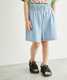 【KIDS】ウエストフリルデニムキュロットパンツ