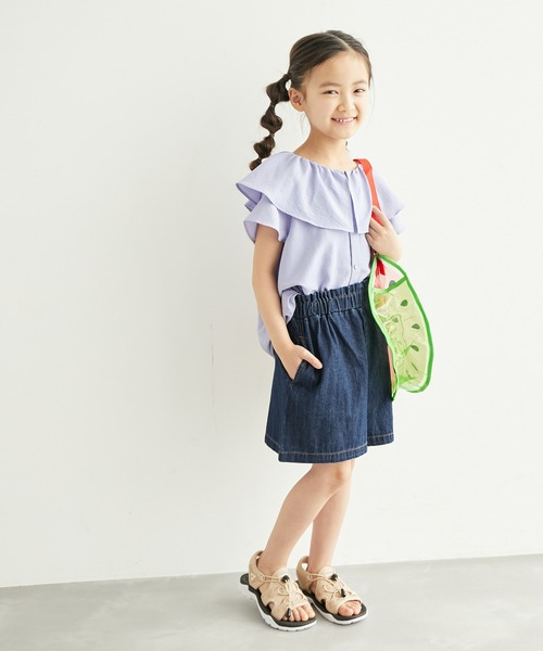 ROPE' PICNIC(ロペピクニック)の「【KIDS】ウエストフリルデニムキュロットパンツ(デニムパンツ・キッズ・ネイビー/ブルー・110/120/130/140)」の14枚目の写真