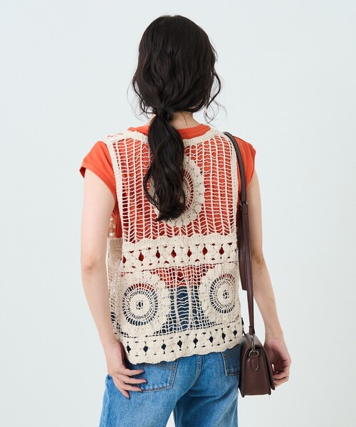 FREAK'S STORE（フリークスストア）の「クロシェ風ベスト半袖Tシャツセット（Tシャツ/カットソー・レディース・ブラック/オフホワイト/オレンジ・ﾌﾘ-）」の7枚目の写真