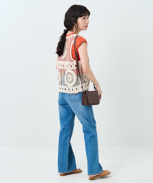 FREAK'S STORE（フリークスストア）の「クロシェ風ベスト半袖Tシャツセット（Tシャツ/カットソー・レディース・ブラック/オフホワイト/オレンジ・ﾌﾘ-）」の9枚目の写真