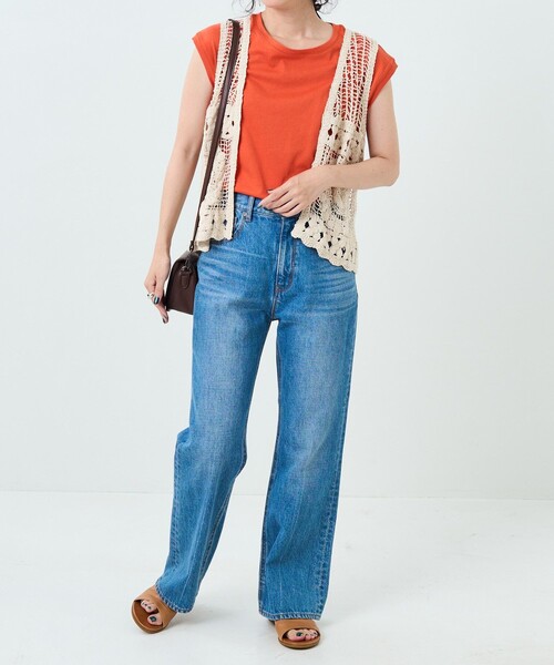 FREAK'S STORE（フリークスストア）の「クロシェ風ベスト半袖Tシャツセット（Tシャツ/カットソー・レディース・ブラック/オフホワイト/オレンジ・ﾌﾘ-）」の10枚目の写真