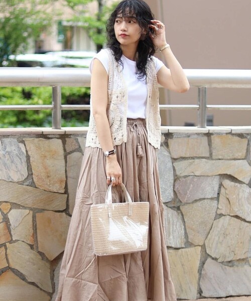 FREAK'S STORE（フリークスストア）の「クロシェ風ベスト半袖Tシャツセット（Tシャツ/カットソー・レディース・ブラック/オフホワイト/オレンジ・ﾌﾘ-）」の12枚目の写真