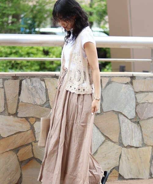 FREAK'S STORE（フリークスストア）の「クロシェ風ベスト半袖Tシャツセット（Tシャツ/カットソー・レディース・ブラック/オフホワイト/オレンジ・ﾌﾘ-）」の13枚目の写真