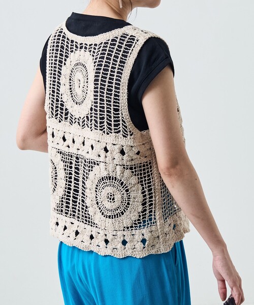 FREAK'S STORE（フリークスストア）の「クロシェ風ベスト半袖Tシャツセット（Tシャツ/カットソー・レディース・ブラック/オフホワイト/オレンジ・ﾌﾘ-）」の20枚目の写真