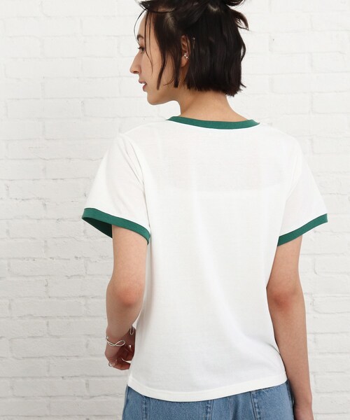 SHOO・LA・RUE（シューラルー）の「◆【S-L】リンガープリントTシャツ（Tシャツ/カットソー・レディース・グリーン/ピンク系・01/02/03）」の5枚目の写真