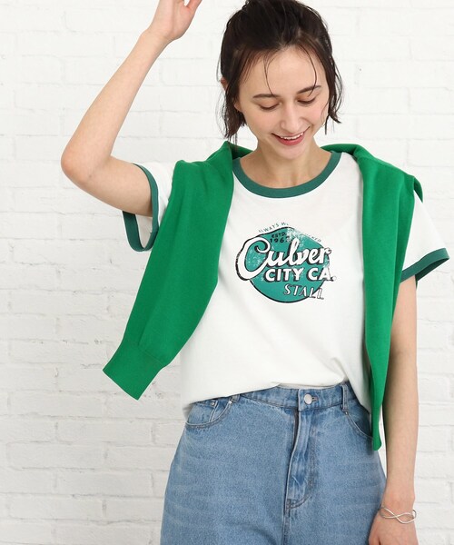 SHOO・LA・RUE（シューラルー）の「◆【S-L】リンガープリントTシャツ（Tシャツ/カットソー・レディース・グリーン/ピンク系・01/02/03）」の17枚目の写真