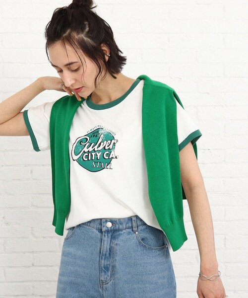 SHOO・LA・RUE（シューラルー）の「◆【S-L】リンガープリントTシャツ（Tシャツ/カットソー・レディース・グリーン/ピンク系・01/02/03）」の18枚目の写真