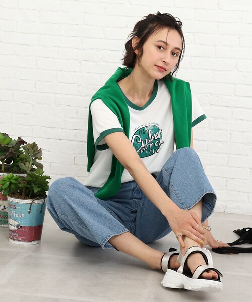 SHOO・LA・RUE（シューラルー）の「◆【S-L】リンガープリントTシャツ（Tシャツ/カットソー・レディース・グリーン/ピンク系・01/02/03）」の21枚目の写真