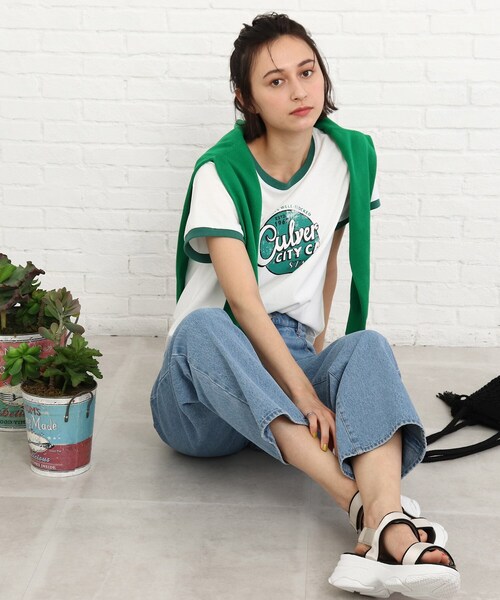 SHOO・LA・RUE（シューラルー）の「◆【S-L】リンガープリントTシャツ（Tシャツ/カットソー・レディース・グリーン/ピンク系・01/02/03）」の22枚目の写真