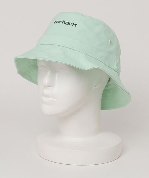 Carhartt WIP（カーハートダブリューアイピー）の「【0】【Carhartt/カーハート】ブランドネーム刺繍 キャンバス バケットハット/SCRIPT BUCKET HAT/帽子（ハット・レディース・ブラック/ミント・FREE）」の8枚目の写真
