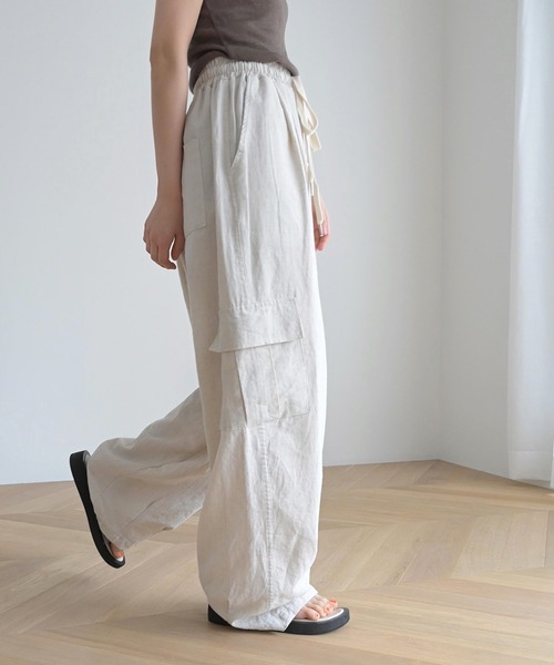 CANAL JEAN（キャナルジーン）の「choice_cnl(チョイス) リネンバルーンカーゴパンツ（カーゴパンツ・レディース・カーキ/オートミール・ONE SIZE）」の7枚目の写真