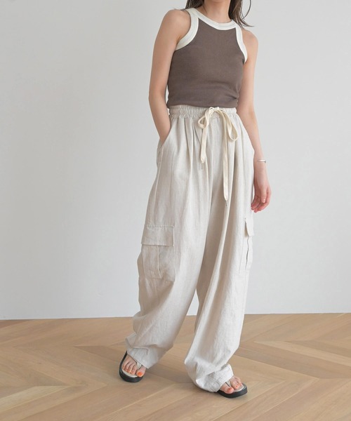 CANAL JEAN（キャナルジーン）の「choice_cnl(チョイス) リネンバルーンカーゴパンツ（カーゴパンツ・レディース・カーキ/オートミール・ONE SIZE）」の9枚目の写真
