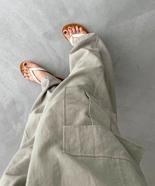 CANAL JEAN（キャナルジーン）の「choice_cnl(チョイス) リネンバルーンカーゴパンツ（カーゴパンツ・レディース・カーキ/オートミール・ONE SIZE）」の3枚目の写真