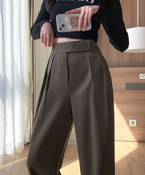 Primazel(プリマゼル)の「ベルクロハイウエストワイドパンツ(その他パンツ・レディース・ブラック/モカ・M)」の10枚目の写真