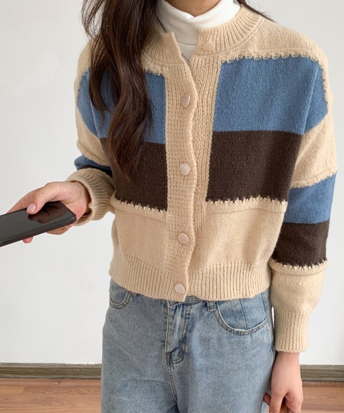 ABITOKYO(アビトーキョー)の「バイカラーニット ショーカーディガン(カーディガン/ボレロ・レディース・ネイビー/グレー/アイボリー・FREE)」の20枚目の写真