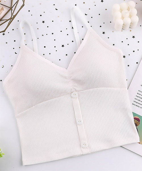 SETUP7（セットアップセブン）の「【SETUP7】「1枚で着られる！」カップ付きボタンニットキャミソール SCCH164（キャミソール・レディース・ホワイト/ブラック/ベージュ/グレー/ピンク/グリーン/ダークグレー・FREE）」の3枚目の写真