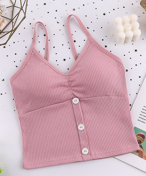 SETUP7（セットアップセブン）の「【SETUP7】「1枚で着られる！」カップ付きボタンニットキャミソール SCCH164（キャミソール・レディース・ホワイト/ブラック/ベージュ/グレー/ピンク/グリーン/ダークグレー・FREE）」の7枚目の写真