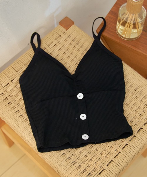SETUP7（セットアップセブン）の「【SETUP7】「1枚で着られる！」カップ付きボタンニットキャミソール SCCH164（キャミソール・レディース・ホワイト/ブラック/ベージュ/グレー/ピンク/グリーン/ダークグレー・FREE）」の15枚目の写真