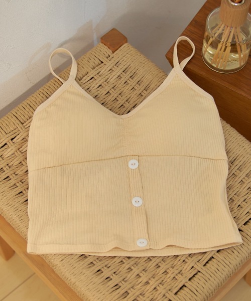 SETUP7（セットアップセブン）の「【SETUP7】「1枚で着られる！」カップ付きボタンニットキャミソール SCCH164（キャミソール・レディース・ホワイト/ブラック/ベージュ/グレー/ピンク/グリーン/ダークグレー・FREE）」の12枚目の写真